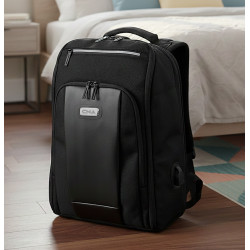 MOCHILA NYLON DETALHE EM COURO