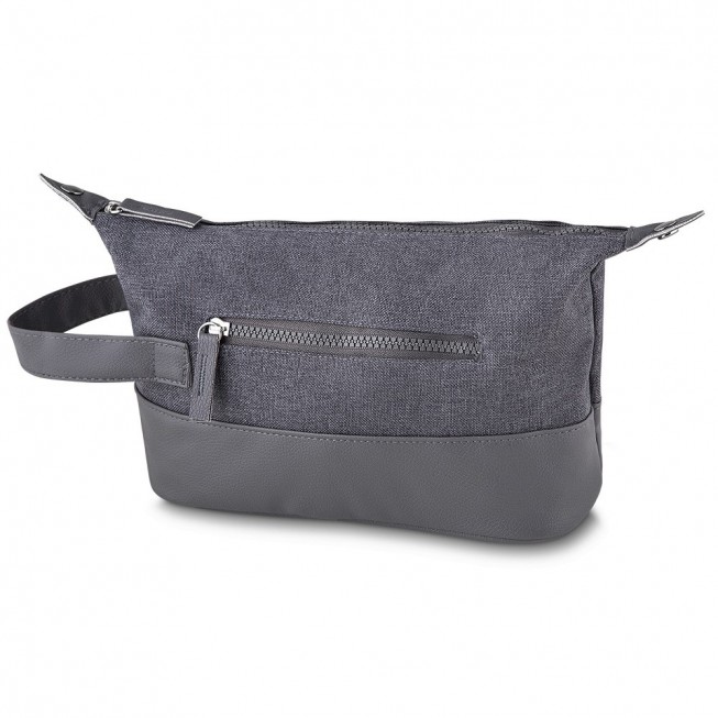 13987 NECESSAIRE NYLON COM DETALHE EM COURO SINTÉTICO