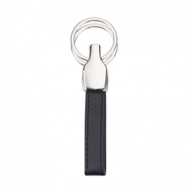 12048 CHAVEIRO METAL 2 ARGOLAS COM COURO